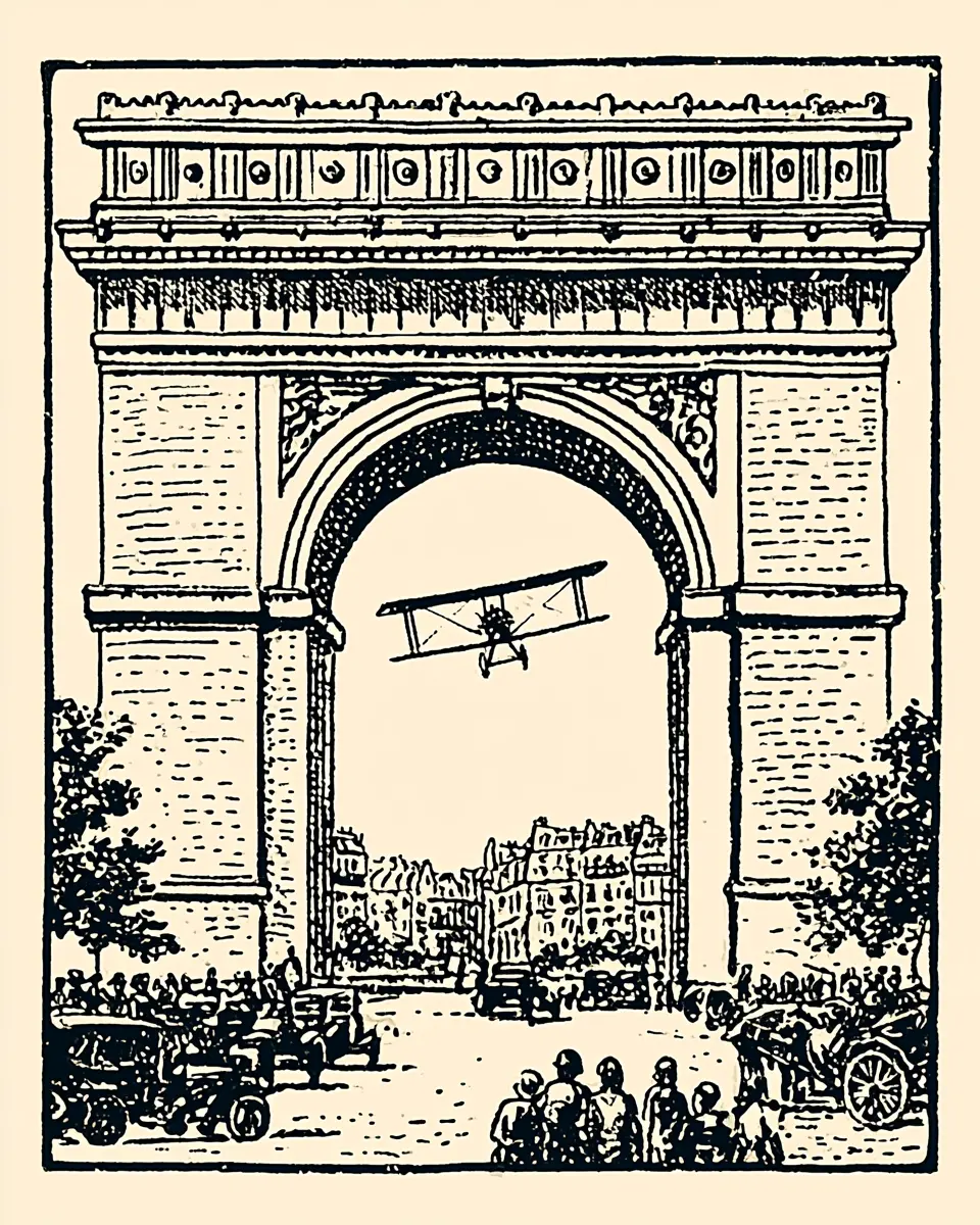Charles Godefroy passe sous l&rsquo;Arc de Triomphe